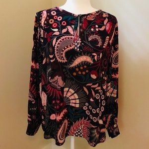 Loft Floral/Paisley Keyhole Blouse